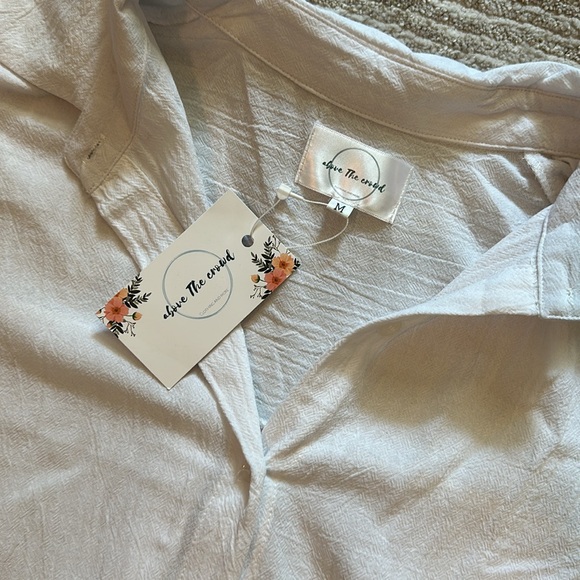 Tall size Above the Crowd linen button shirt dress medium beach coverup swim - Picture 3 of 3